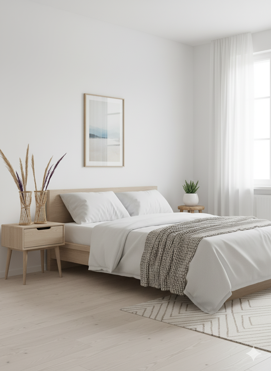 Bambu Çubuklu Ahşap Boncuklu Pampas Vazo